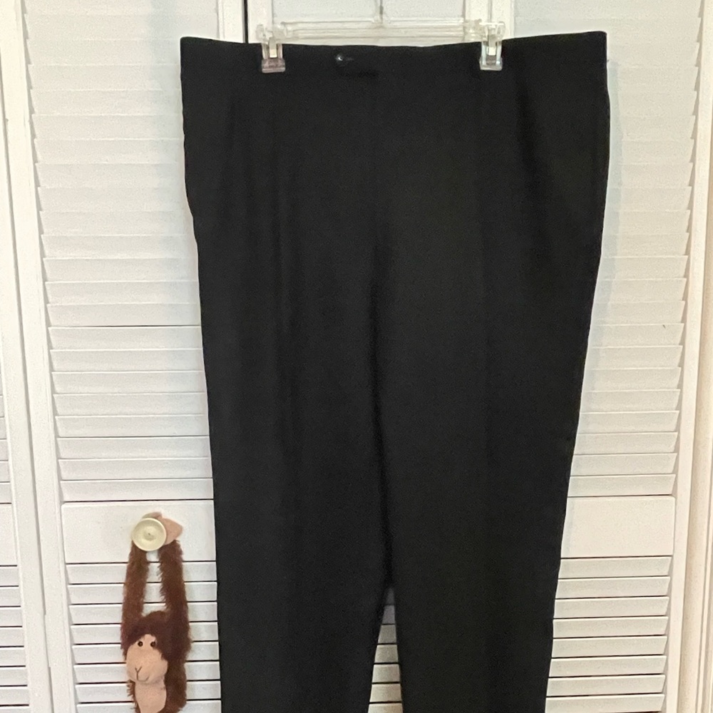 Solid black wool blend pleated front pant trousers size 40 x 28.5”